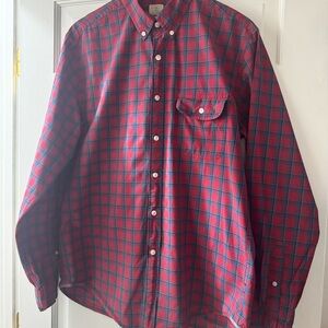 J Crew Red Plaid Shirt L